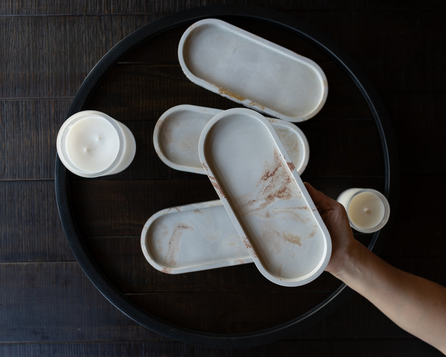 Handcrafted Concrete TrayThis handmade multipurpose concrete tray, crafted by me with care, is perfect for organizing and showcasing items like candles, jewelry, toiletries, and spices. Eacheye of roseeye of roseHandcrafted Concrete Tray
